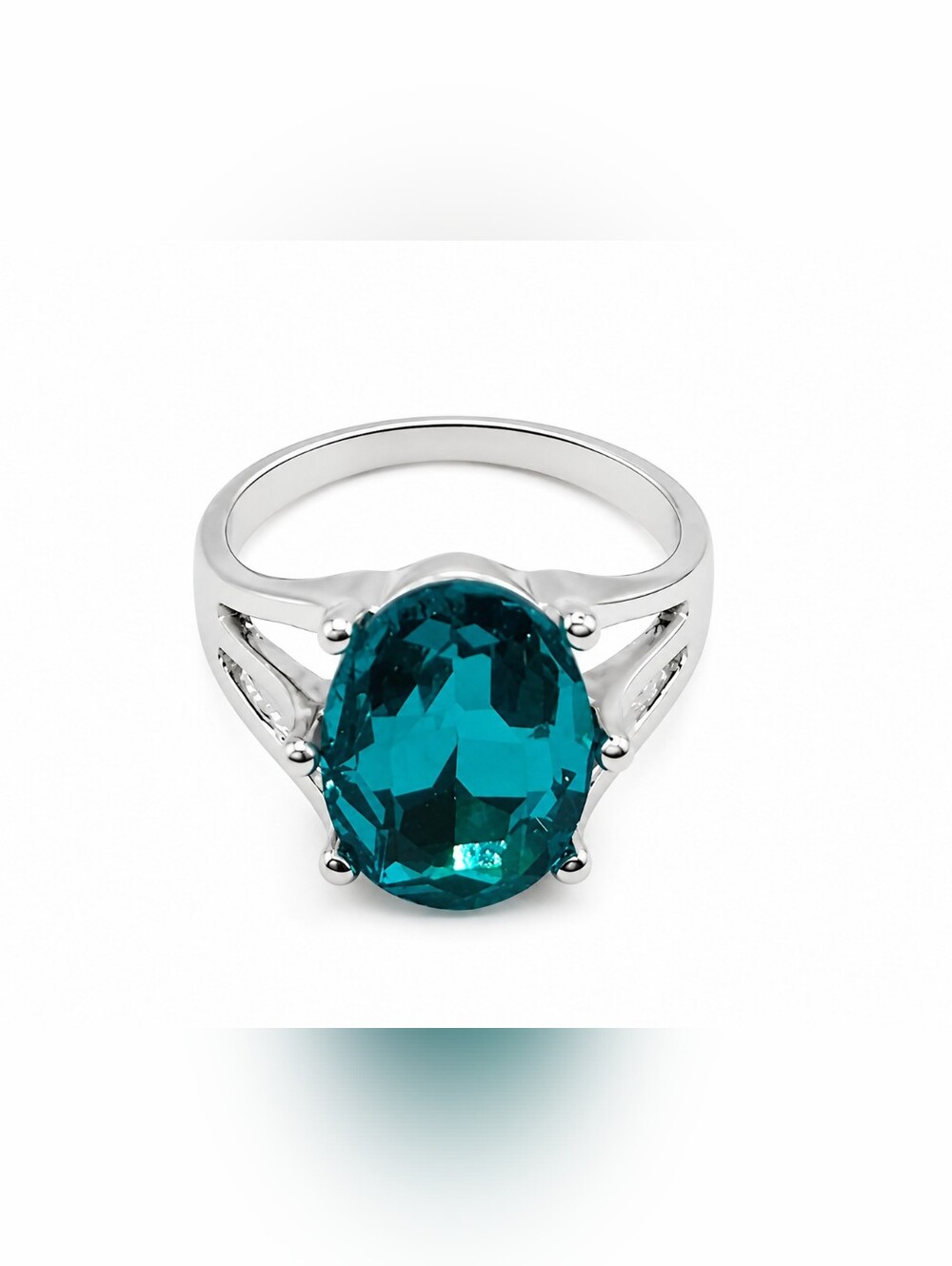 Women's Silver Plated Alloy Turquoise Crystal Fashion Ring U.S. Size 8